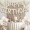 Happy Birthday Balloon Banner Cream – 16 Inch Beige Mylar Letters with Pearl White, Sand, and Metallic Champagne Gold Heart Foil Balloons – Boho Neutral Birthday Decorations for Girls, Women, Boys & Men (Beige Champagne Gold)